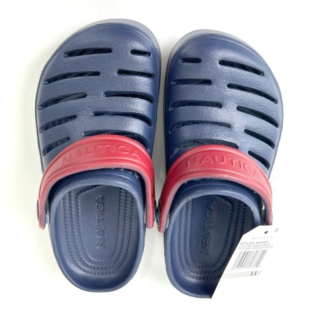 Nautica River Edge Toddler Navy Blue Red Slip On Clog Comfort Shoes Baby Size 11
